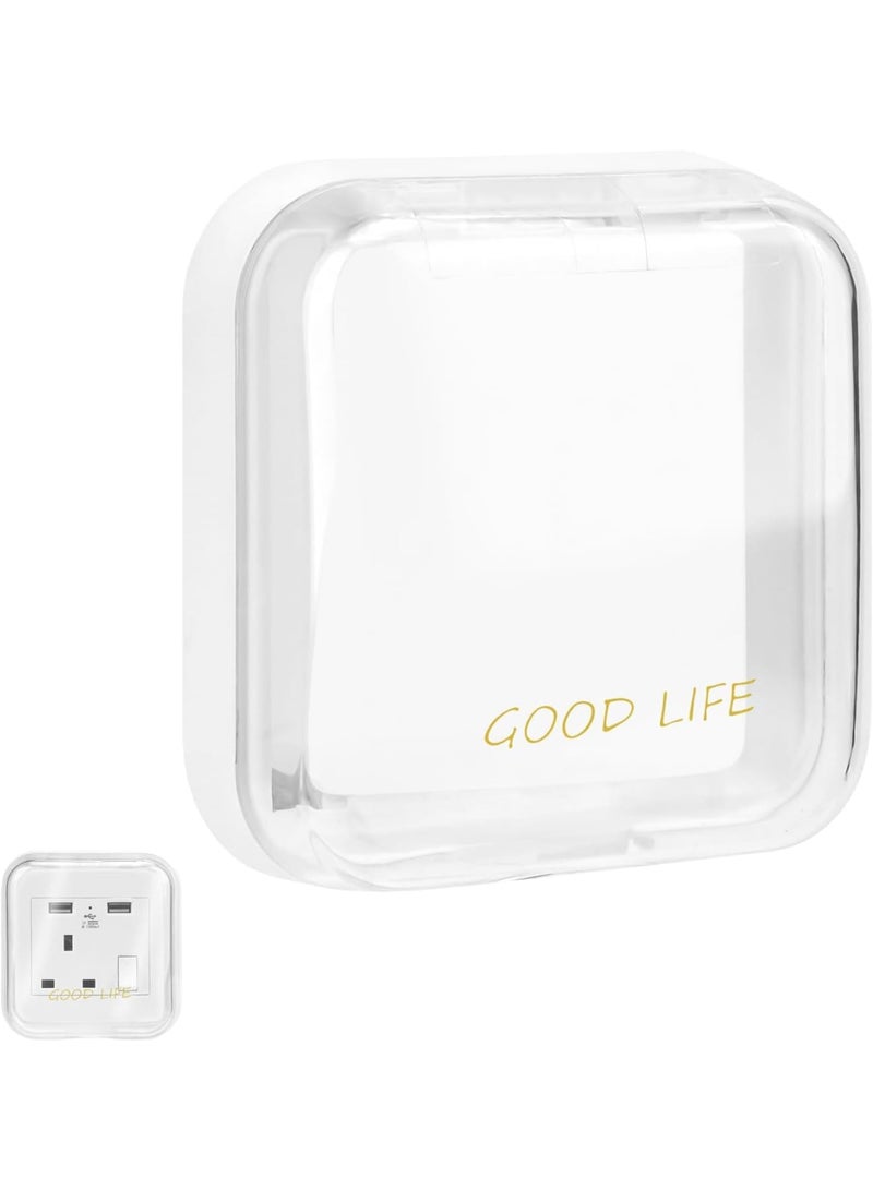 SYOSI Weatherproof Outlet Cover, Adhesive Electrical Receptacle Protector, Dustproof Splash Resistant Plug Cover for Bathroom Kitchen Balcony Indoor Outdoor Safety, White - Image 1