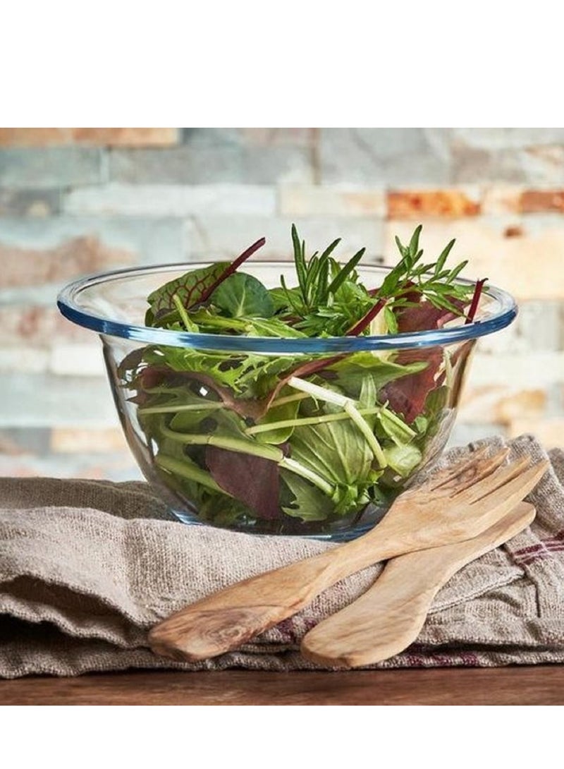 Borcam Round Borosilicate Glass Mixing Bowl – 900 ml – Heat-Resistant Clear Glass Bowl for Mixing, Serving & Prep - Image 1