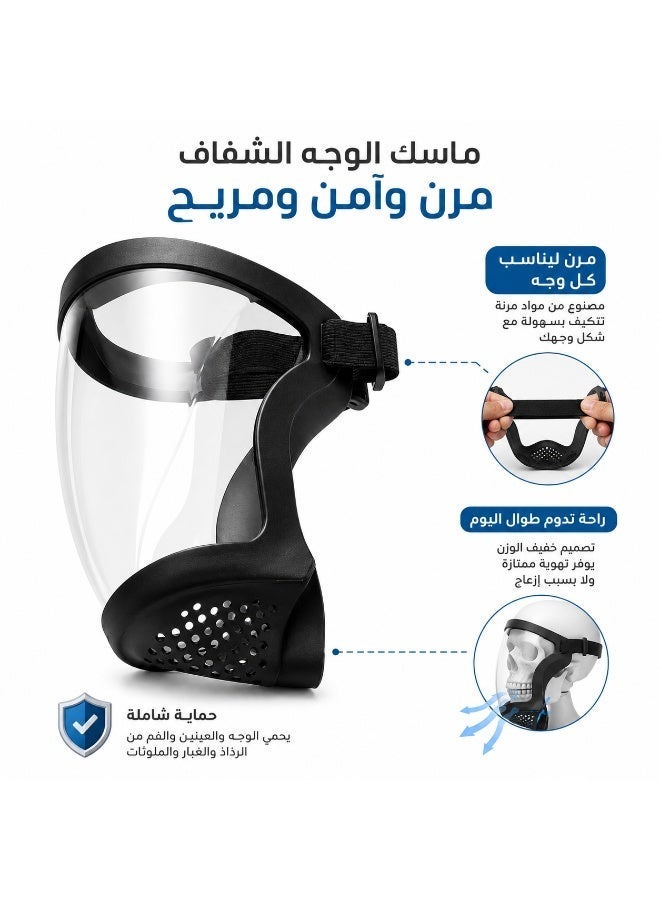 Transparent Full Face Shield Mask with Adjustable Head Strap, Protective Face Shield for Eyes, Nose and Mouth, Breathable Vented Design for Work, Outdoor Activities and Daily Use - Image 3