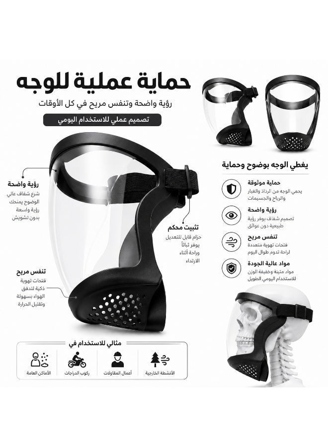 Transparent Full Face Shield Mask with Adjustable Head Strap, Protective Face Shield for Eyes, Nose and Mouth, Breathable Vented Design for Work, Outdoor Activities and Daily Use - Image 4