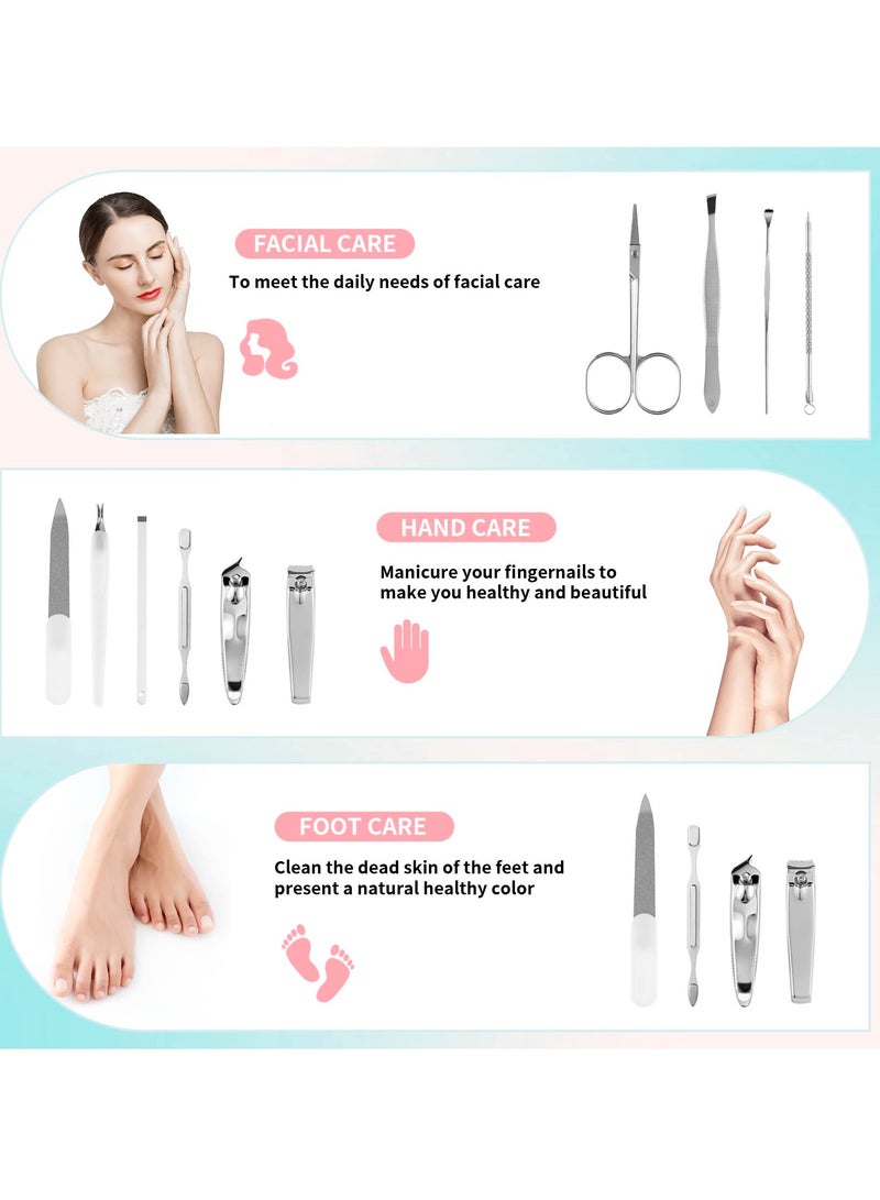 SYOSI Portable Nail Clippers Set, 10 Pcs Manicure & Pedicure Kit Stainless Steel Nails Care Kit for Women and Men Professional Cuticle Trimmer Tools Kit with PU Leather Case - Image 2