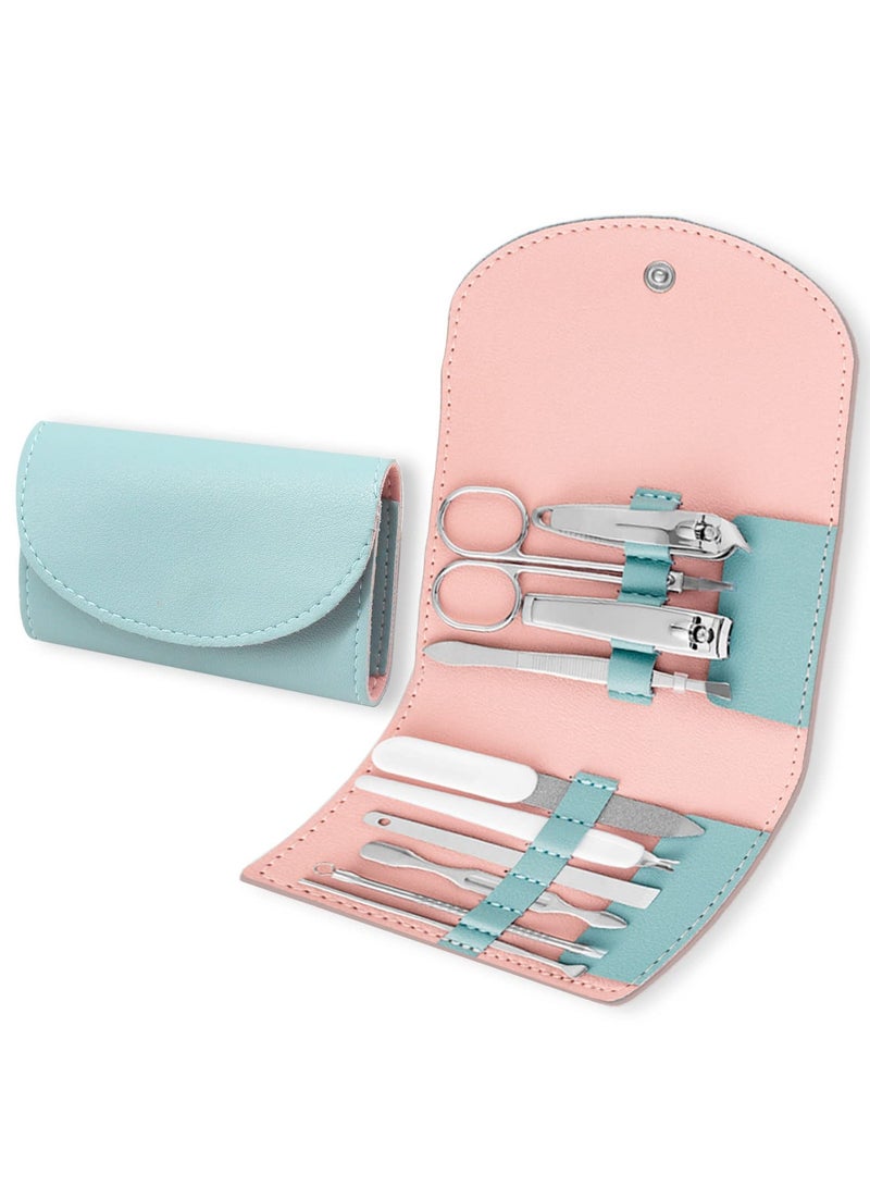 SYOSI Portable Nail Clippers Set, 10 Pcs Manicure & Pedicure Kit Stainless Steel Nails Care Kit for Women and Men Professional Cuticle Trimmer Tools Kit with PU Leather Case - Image 1