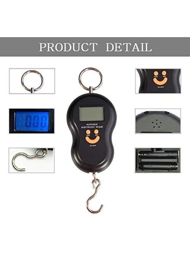 فكسر ميزان فيكسر الرقمي الإلكتروني لوزن الأمتعة 50 كجم/10 جم بشاشة LCD بإضاءة خلفية وموازين صيد مع خطاف تعليق - Image 4