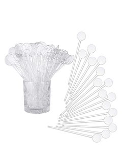 Y&D Disposable Cocktail Swizzle Sticks Clear Plastic Stirrers with Disc Top 7 Inches Drinks Mixing Rod for Coffee Beverage (50Pcs)  - Image 1