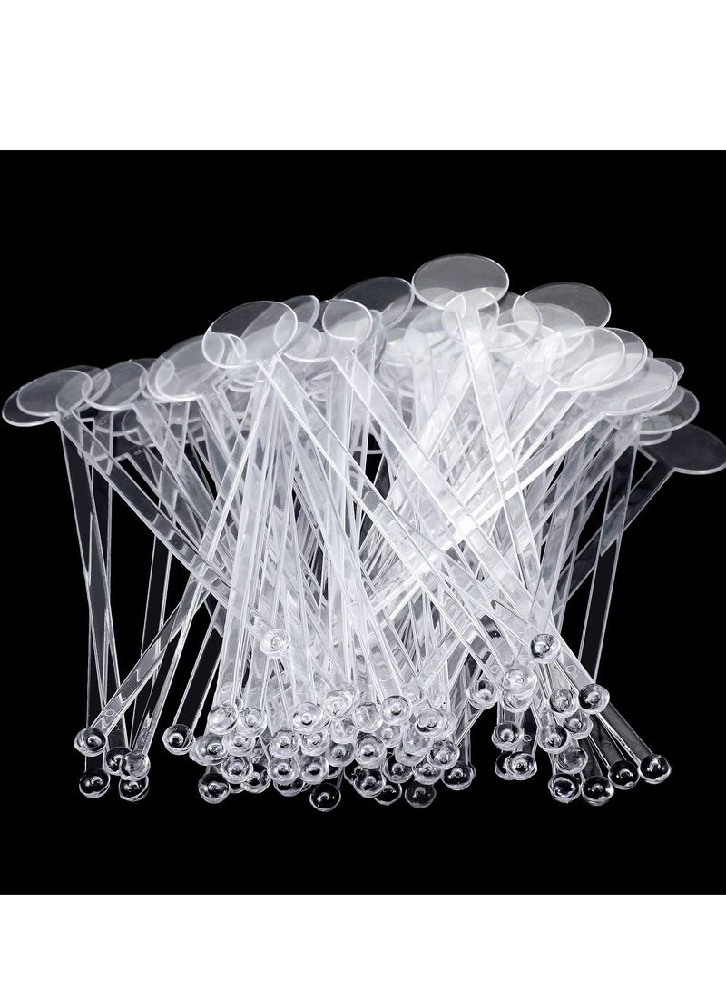 Y&D Disposable Cocktail Swizzle Sticks Clear Plastic Stirrers with Disc Top 7 Inches Drinks Mixing Rod for Coffee Beverage (50Pcs) - Image 4