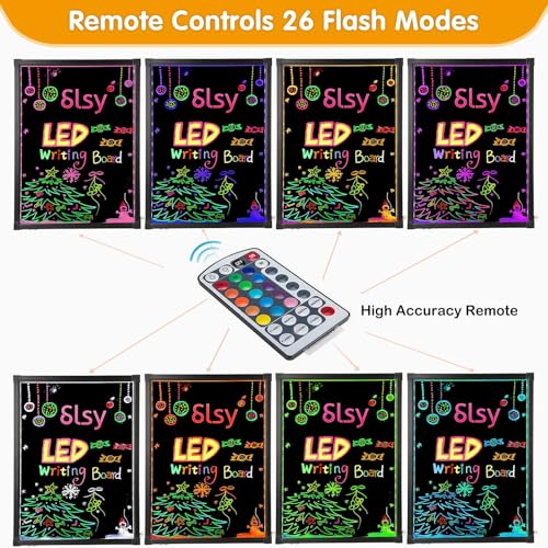 Slsy LED Writing Board 16"x12", Erasable Light-Up Message Display, 12 Colors & 26 Modes, Reusable LED Menu Sign with 8 Markers for Doodle, Illuminated Sign Board for Restaurants, Bars, Classrooms - Image 2