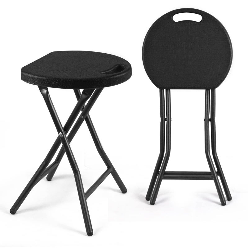 RFIVER Folding StoolsSet of TwoLight Weight Metal and Plastic Foldable Stools136kgs Capacity2Pack BlackCH1001