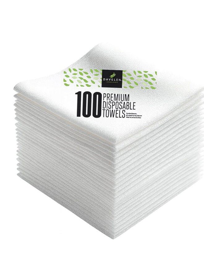 DAVELEN Disposable Large Luxury 100 Towels Spa and Salon Quality Softness for Guests, Clients | Hair, Face, Body Use | 100 pcs | Luxurious Comfort, Ecofriendly | Towels Size: 31.5” x 15" - Image 1