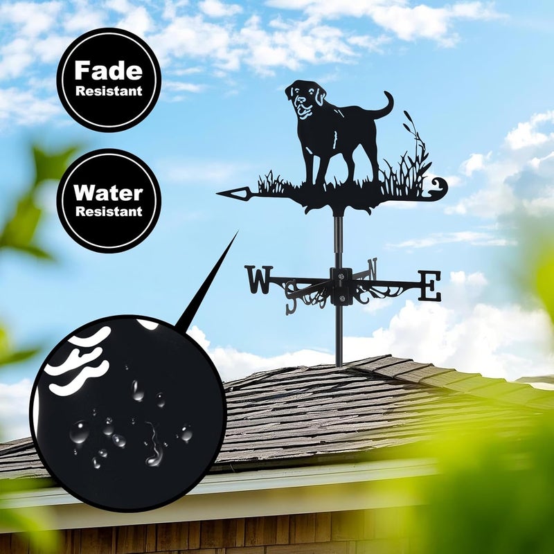VZVXCC 3D Dog Metal Weather Vane,Stainless Steel Black Animal Weathervane Wind Direction Indicator Roof Garden Decorations for Outdoor Farm Yard Garden Gazebo - Image 4