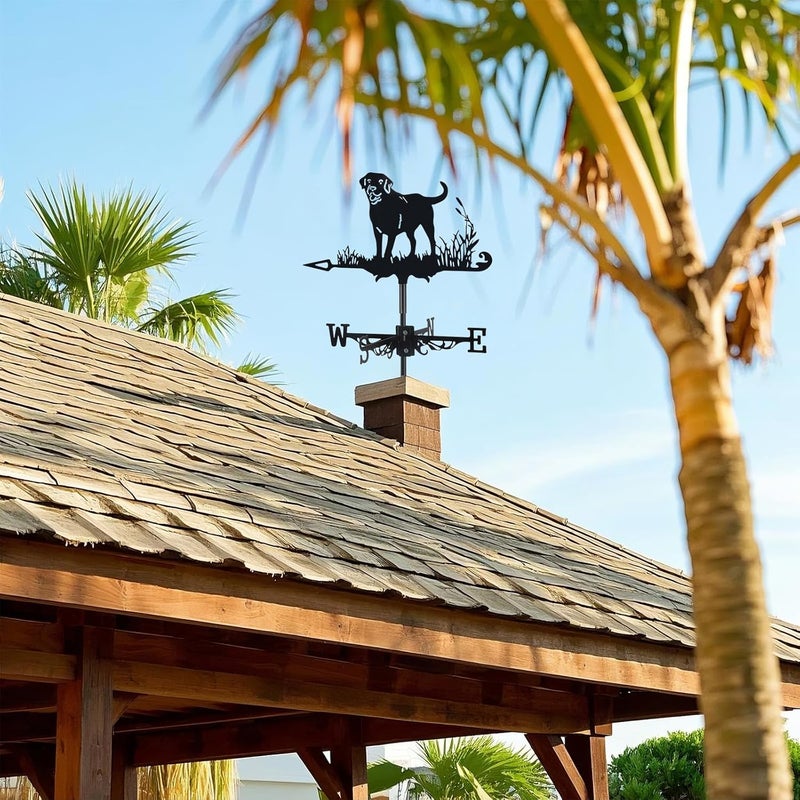 VZVXCC 3D Dog Metal Weather Vane,Stainless Steel Black Animal Weathervane Wind Direction Indicator Roof Garden Decorations for Outdoor Farm Yard Garden Gazebo - Image 2