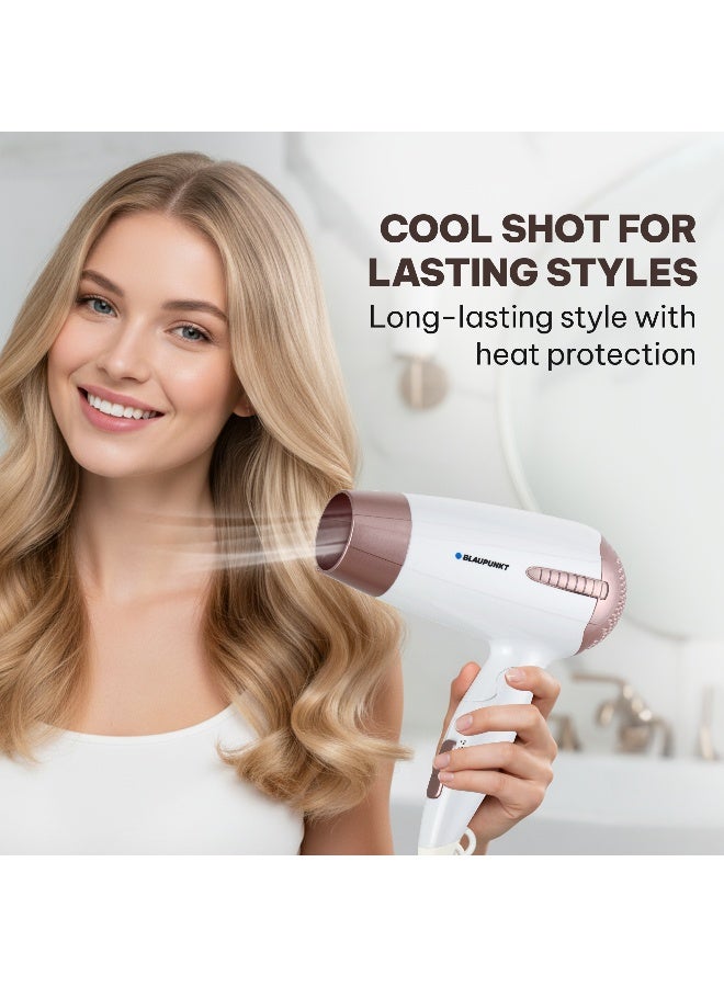 Blaupunkt 1200W Compact Travel Hair Dryer With 3 Heat 2 Speed Settings, Cool Air Function, Foldable Handle, Lightweight Design, Overheat Protection, Quick Drying For Home And Travel Use – SDF312PK - Image 4