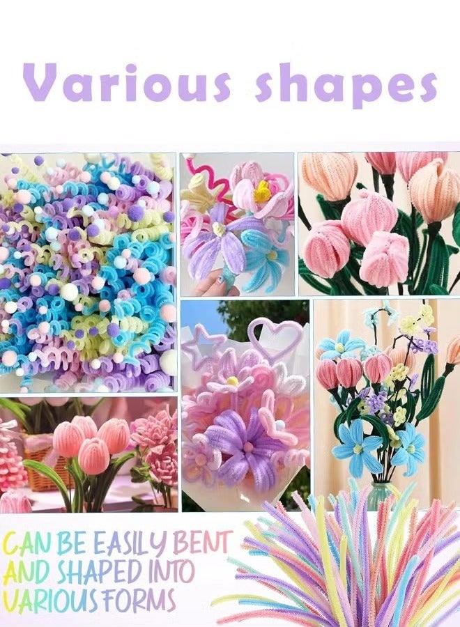 إيليلي 100 قطعة من أعواد اللف العلوية، صناعة يدوية من خيوط ناعمة، أنبوب حرفي من الأسلاك الناعمة الملونة، سلك شينيل مخملي - Image 3