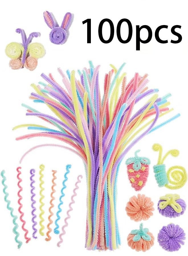 إيليلي 100 قطعة من أعواد اللف العلوية، صناعة يدوية من خيوط ناعمة، أنبوب حرفي من الأسلاك الناعمة الملونة، سلك شينيل مخملي - Image 1