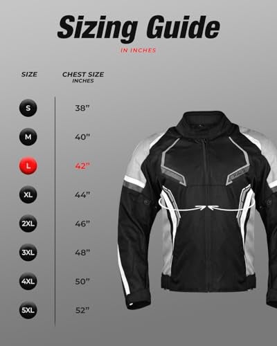 PANDA CYCLE GEAR Motorcycle Jacket for Men & Women Impact Armored Enduro Dual Sports All Season Protective Touring Motorsports Biker Jackets (US, Alpha, Medium, Regular, Regular, GREY) - Image 5