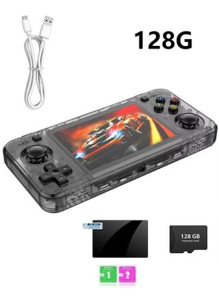 R36H Retro Handheld Game Console with Open Source Linux System,Cortex-A35 CPU, 128GB TF card comes with over 30,000 classic games,3.5-inch IPS Screen Portable Classic Handheld Game Console-Black