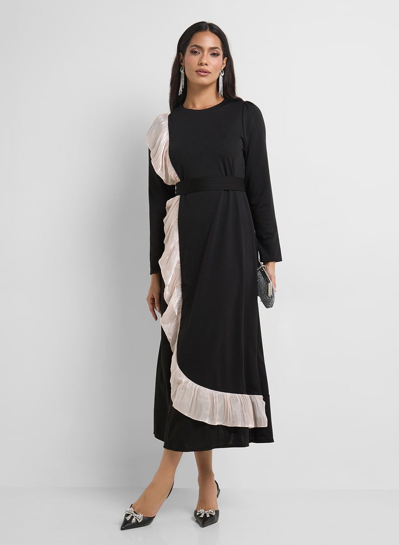 Khizana Contrast Toned Dress With Ruffles - Image 4