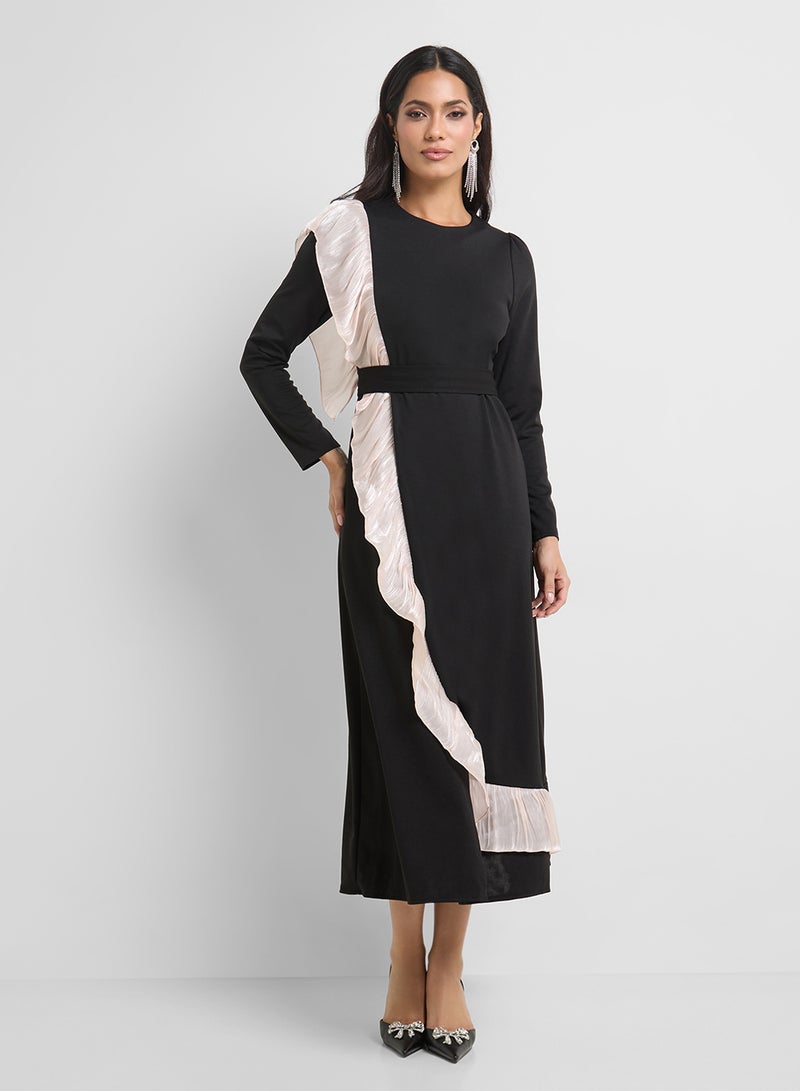 Khizana Contrast Toned Dress With Ruffles - Image 1