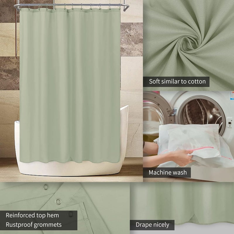 ALYVIA SPRING بطانة ستارة دش من قماش ALYVIA SPRING طويلة جدًا، مقاومة للماء - 72 × 84 بوصة، ستارة دش XL ناعمة وخفيفة الوزن مع 3 مغناطيسات، قابلة للغسل في الغسالة - 72x84، حكيم صحراوي - Image 3