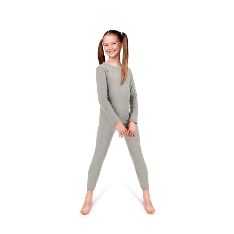 Rocky Thermal Underwear Kids Girls Thermal Underwear Set Long Johns kid Thermals Kid Base Layer kids thermals top bottom set, Heather Grey, Large, Standard-185 GSM, THERMALS SET - Image 1