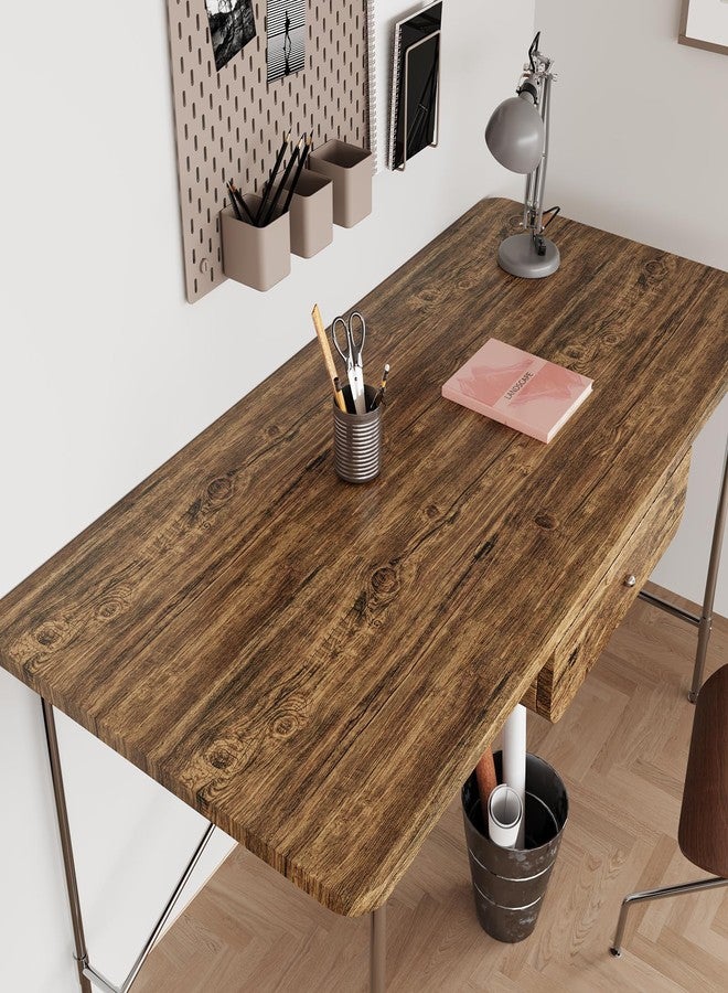VaryPaper 15.7''x78.7'' Rustic Dark Brown Wood Peel and Stick Wallpaper Wood Grain Contact Paper for Countertops Waterproof Removable Self Adhesive Wooden Vinyl Wrap for Cabinets Desk Table Furniture - Image 3