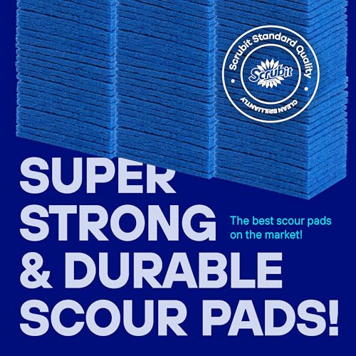 SCRUBIT 50 Pack Scouring Pad - Heavy Duty Scrub Pads for Cleaning Dishes - Non-Scratch Reusable Scrubbing - Blue - Image 4