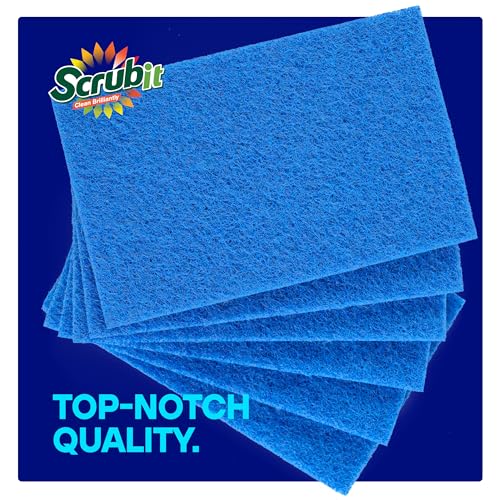 SCRUBIT 50 Pack Scouring Pad - Heavy Duty Scrub Pads for Cleaning Dishes - Non-Scratch Reusable Scrubbing - Blue - Image 5