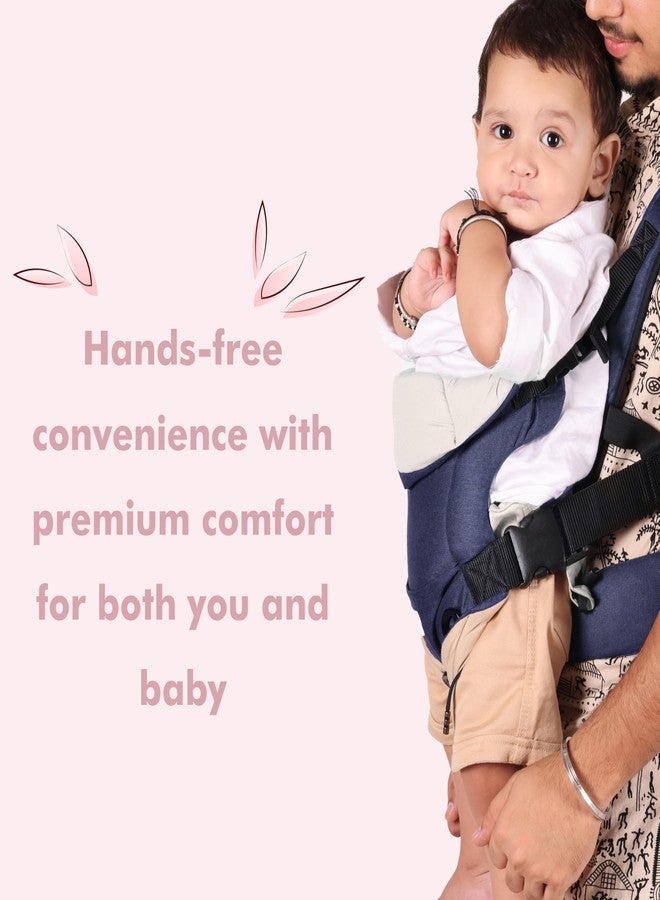Koko Elegant Adjustable Baby Carrier Cum Kangaroo Bag-Lightweight and Breathable-Back-Front Carrier for Baby with Safety Belt-Max Weight Up to 15 Kg (Navy Blue) - Image 4
