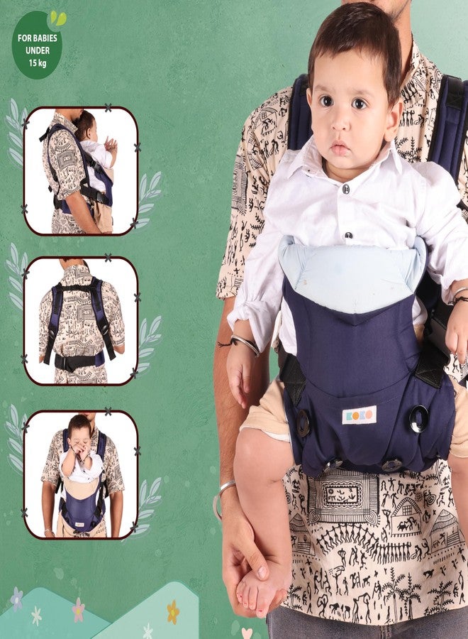 Koko Elegant Adjustable Baby Carrier Cum Kangaroo Bag-Lightweight and Breathable-Back-Front Carrier for Baby with Safety Belt-Max Weight Up to 15 Kg (Navy Blue) - Image 2