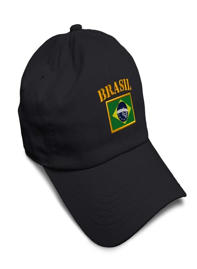 Speedy Pros Soft Baseball Cap Brazil Style B Flag Embroidery Flags World Cup Soccer Twill Cotton Embroidered Dad Hats for Men & Women Black Design Only - Image 1