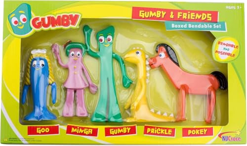 NJ Croce Gumby & Friends Action Figure Boxed Set Multicolor Gumby Toy Gift Flexible and Poseable Gumby Gift for Kids Gumby Toy Durable Classic Toy Set - Image 1