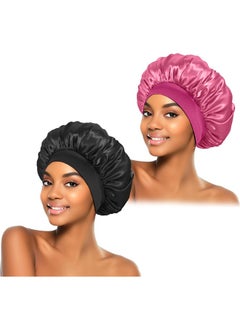 2-Pack Silk Sleep Bonnet Set for Women – Satin Hair Bonnets with Soft Elastic Bands, Comfortable Hair Wraps (Black + Pink) - pzsku/ZE64D3D453E1E00C43CF2Z/45/_/1736845606/d45d6d57-f5f3-4c5a-ad54-2255fd84021b