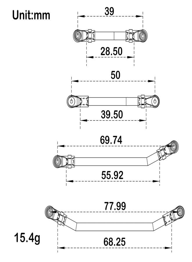 MEUS RACING SCX24 Links Double Bent Links High Clearance Chassis Links Set for Axial SCX24 Gladiator AXI00005 1/24 RC Crawler (Aluminum Alloy) - Image 2