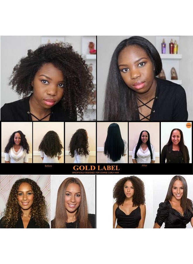 Gold Keratin Treatment Blowout - Gold Label Professional Keratin Blowout Treatment 240 Milliliter With Clarifying Shampoo Specifically Designed For Coarse Curly Black African Dominican And Brazilian Hair Types Super Enhanced Formula - Image 1
