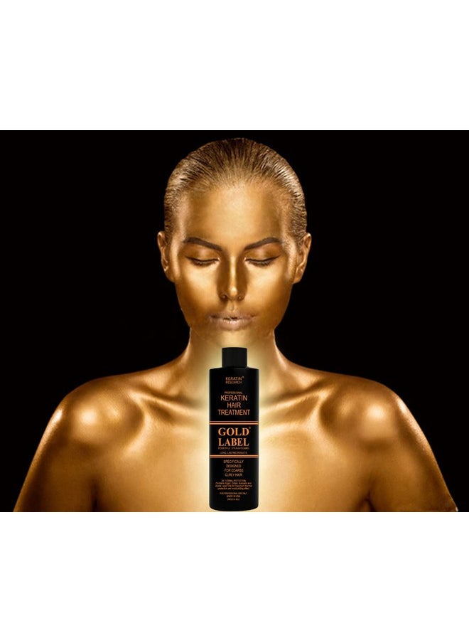 Gold Keratin Treatment Blowout - Gold Label Professional Keratin Blowout Treatment 240 Milliliter With Clarifying Shampoo Specifically Designed For Coarse Curly Black African Dominican And Brazilian Hair Types Super Enhanced Formula - Image 1