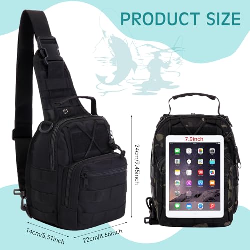 Abbylike 2 Pcs Small Fishing Backpack Fly Fishing Sling Pack Compact Waterproof Outdoor 600d Oxford Cloth Tackle Bag with Multiple Storage Compartments Ideal for Fishing Hiking and Travel - Image 3