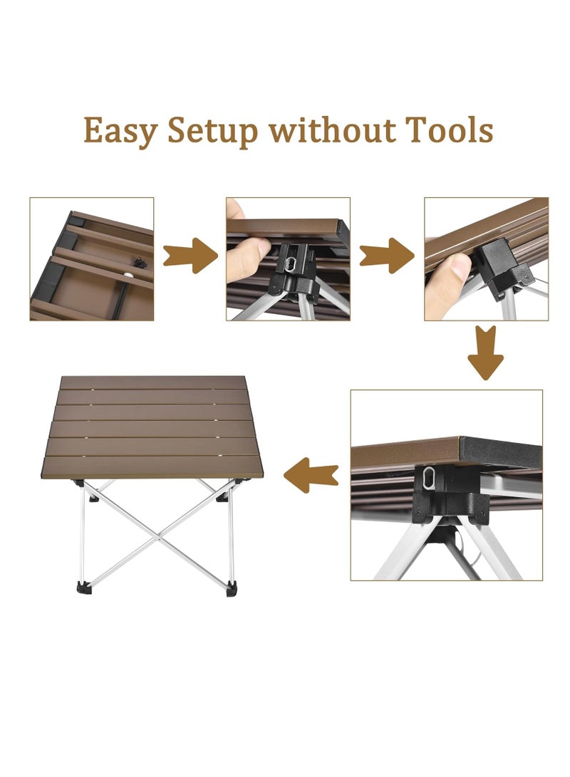 Generic Large Folding Camping Table with Aluminum Table Top, Beach Table for Sand with Carrying Bag,Prefect for Outdoor, Picnic, BBQ, Cooking, Festival (Brown) - Image 5