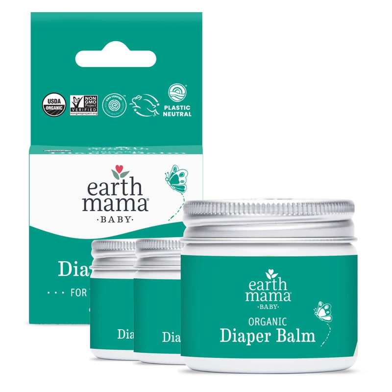 Earth Mama Organic Diaper Balm 2-Ounce | Diaper Cream for Baby | EWG Verified, Petroleum & Artificial Fragrance-Free with Calendula for Sensitive Skin (3-Pack) - Image 1