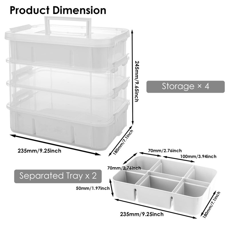 CraftGenes Craft Organizers and Storage, 10QT 4-Layer Durable Sewing Organizer for Sewing Supplies with 2 Removable Trays, DIY Kit Container for Seasonal Decor, Tool, Scrapbook and Art Supplies - Image 3