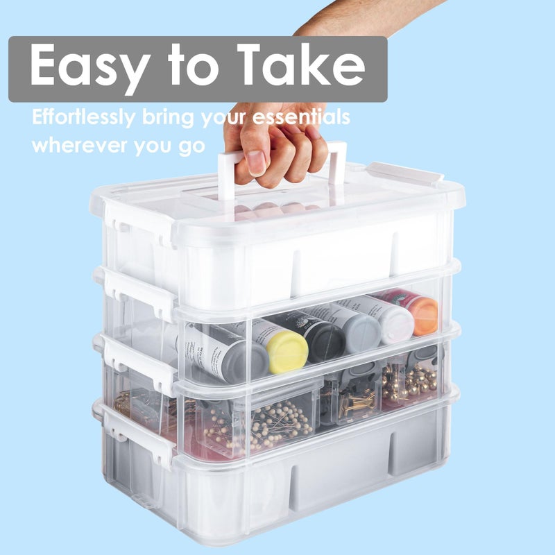 CraftGenes Craft Organizers and Storage, 10QT 4-Layer Durable Sewing Organizer for Sewing Supplies with 2 Removable Trays, DIY Kit Container for Seasonal Decor, Tool, Scrapbook and Art Supplies - Image 5