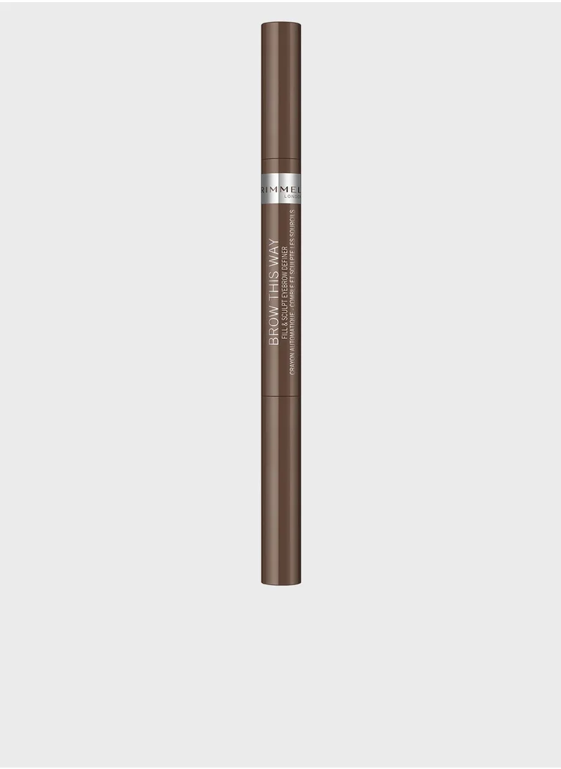 RIMMEL LONDON Rimmel BrowThis Way Fill & Sculpt Eyebrow Definer – 002 – Medium Brown, 0.25g