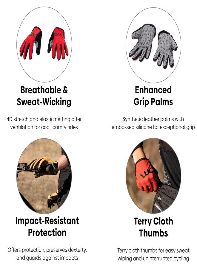 ووؤوم قفازات ووم للدراجات الهوائية بتقنية TENS، حماية كاملة للأصابع مع قبضة محكمة، مناسبة لركوب الدراجات على الطرقات والجبال (للأولاد والبنات) - بنفسجي - 5 - Image 3