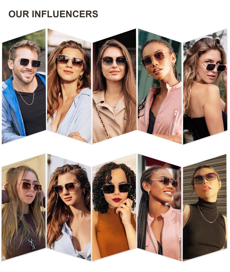 SOJOS Rectangle Polygon Polarized Sunglasses for Women Men Retro Classic Vintage Shades SJ1168 Brown Lens - Image 2