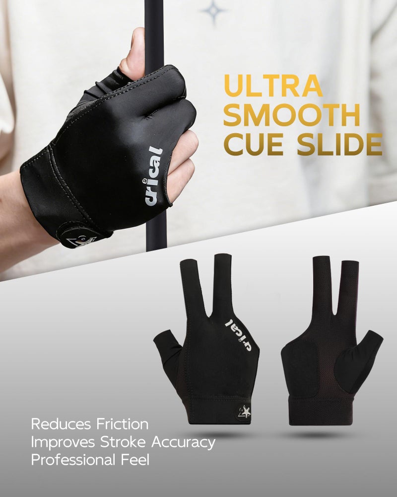 CRICAL Professional Billiard Glove for Pool, 3-Finger Design with Thick Lycra & Non-Slip Grip for Men and Women, Billiard Cue Accessories for Improved Control and Practice - Image 5