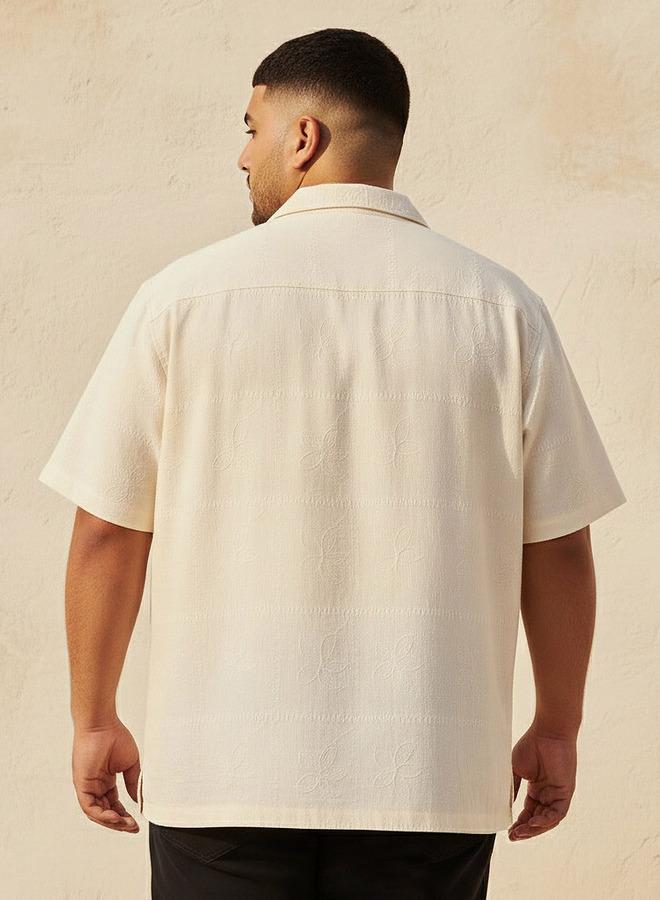 Maxim Men Regular Fit Camp Collar Textured Short Sleeves Shirt - Image 4
