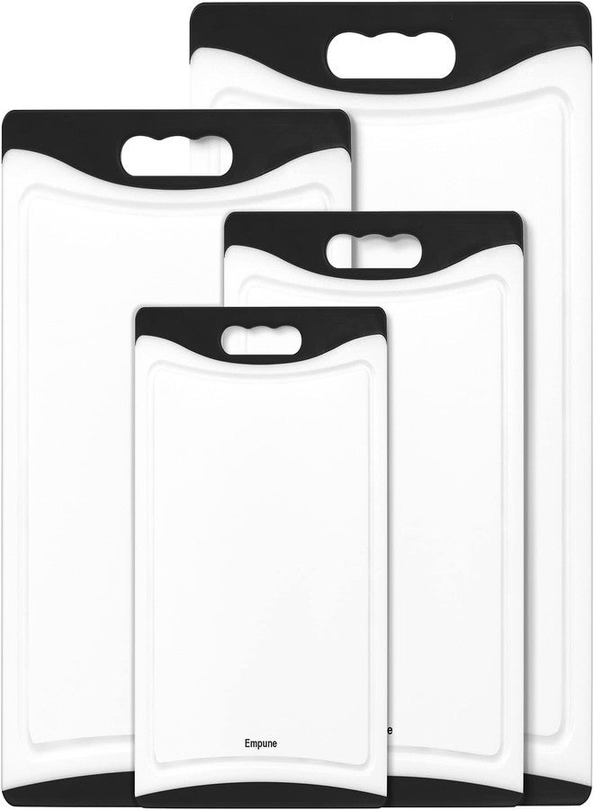 Empune Extra Large Cutting Boards, Plastic Cutting Boards for Kitchen (Set of 4) Cutting Board Set Dishwasher Safe Chopping Board with Juice Grooves Easy-Grip Handles, Black - Image 1