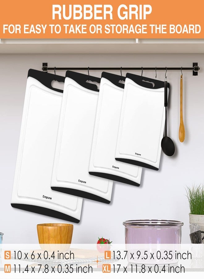 Empune Extra Large Cutting Boards, Plastic Cutting Boards for Kitchen (Set of 4) Cutting Board Set Dishwasher Safe Chopping Board with Juice Grooves Easy-Grip Handles, Black - Image 3