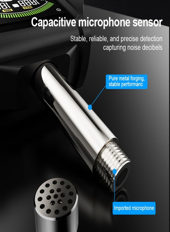 MESTEK 30-130dB Noise Meter Display Color Backlit Display Fast Slow Sampling Rate Capacitive Microphone Sound Level Monitor - Image 3
