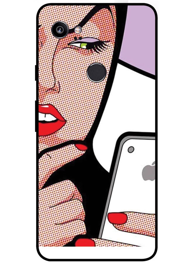 EYE CATCH Protective Case Cover For Google Pixel 2 XL Smart Series Printed Protective Case Cover for Google Pixel 2 XL Girl Using Phone - Image 1