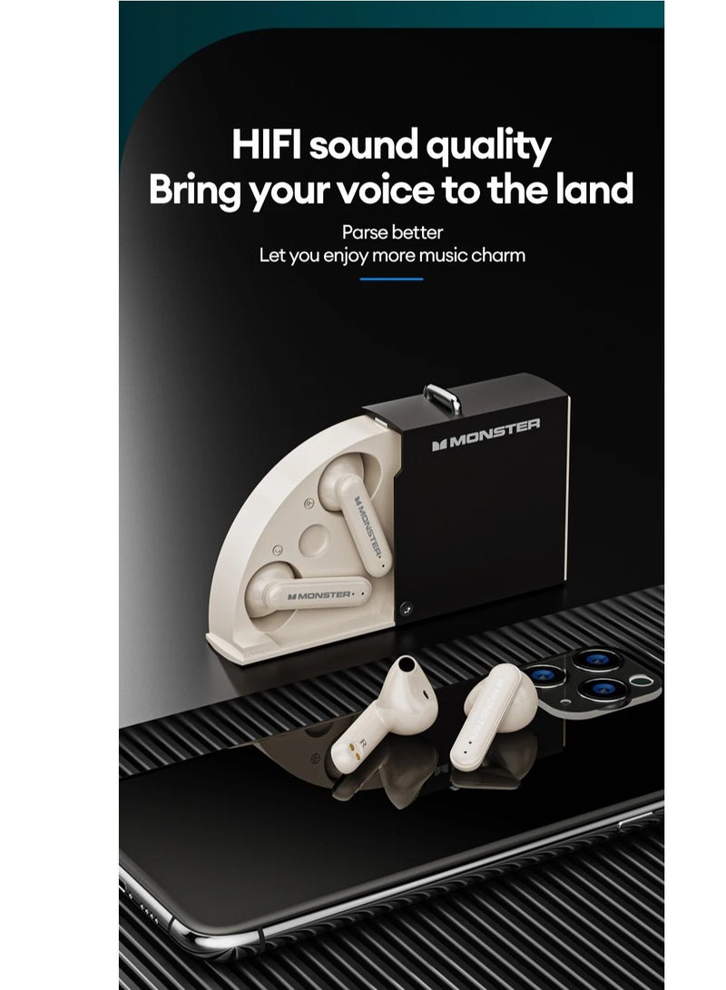 Monster XKT17 Wireless Bluetooth Earbuds Gaming Headphones Deep Bass Low Latency Game Headset with Built-in Microphone For Gaming Noise Canceling Headsets Tarnish - Image 2