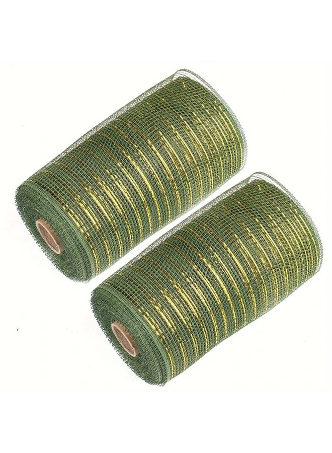 Army Green Decorative Mesh Ribbon 6 Inch x 30 Feet PVC Craft Yarn Holiday Garland - Image 1